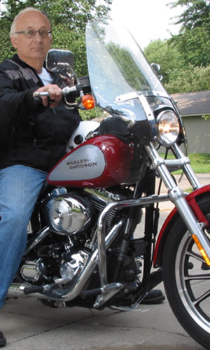 Joseph Di Monda on a friend's Harley Davidson